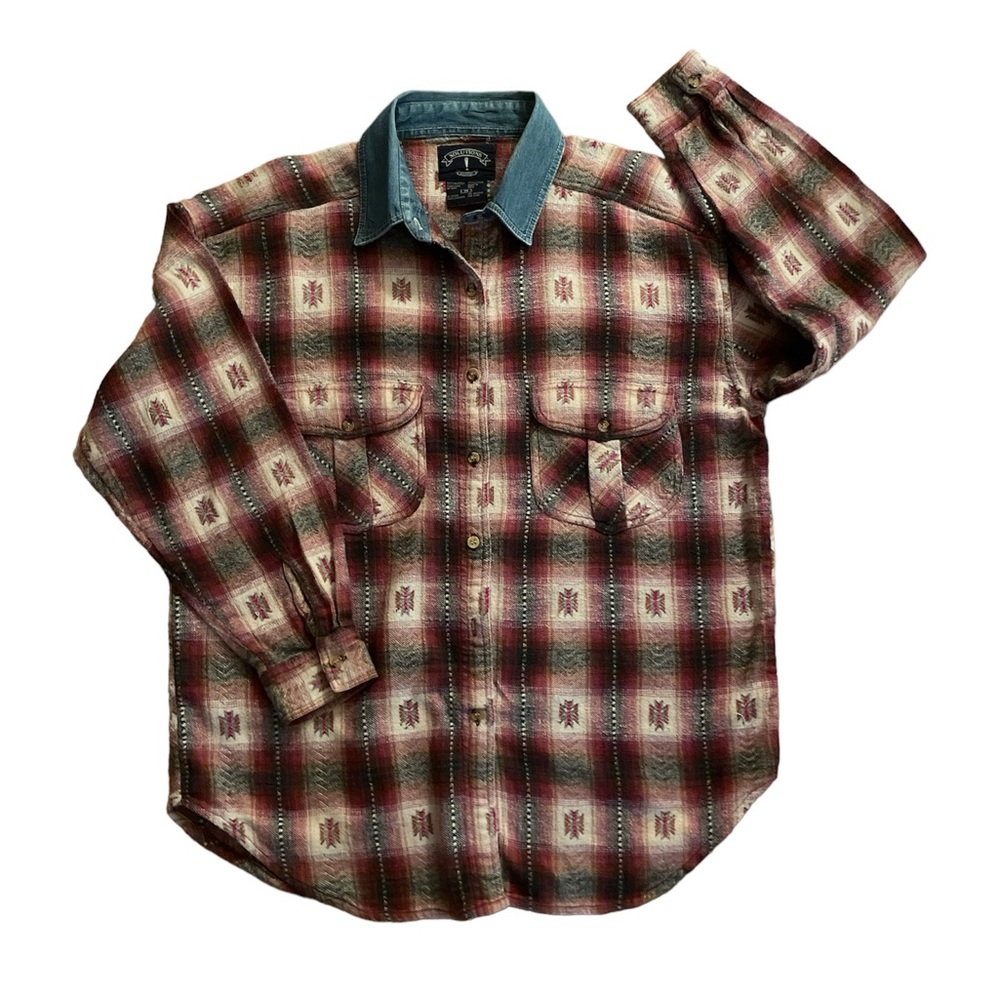 Vintage Solutions Women's Flannel Long Sleeve Button Down Multicolor Size M